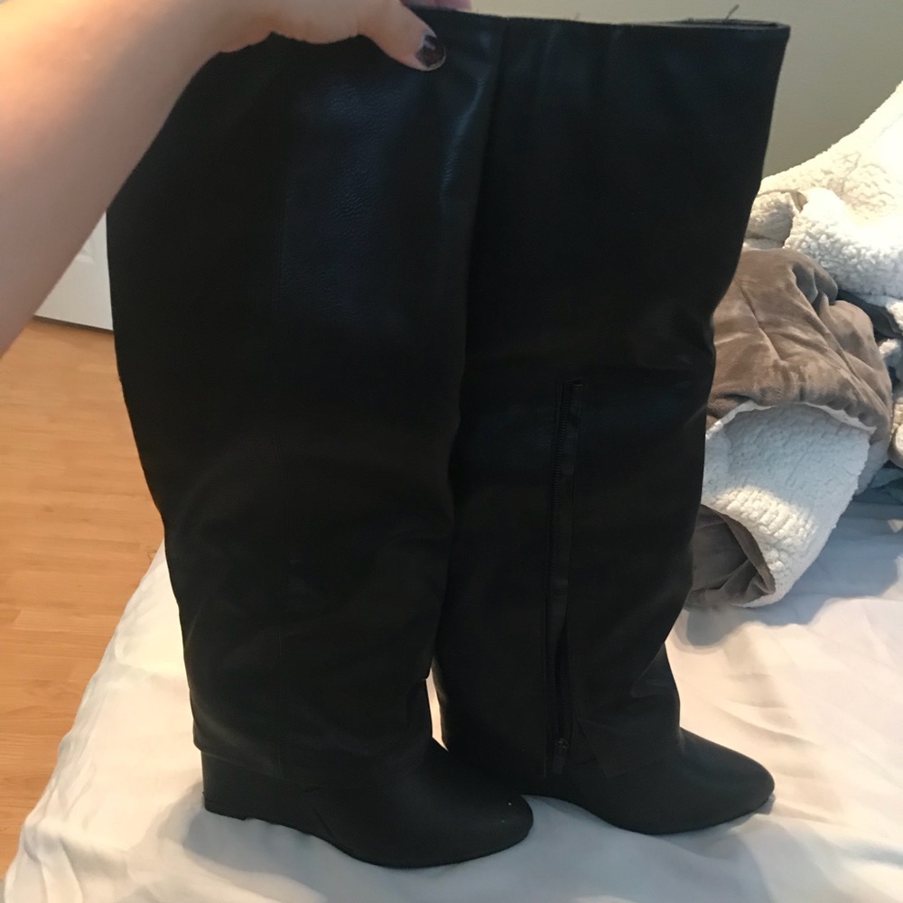 Over the knee wedge boots